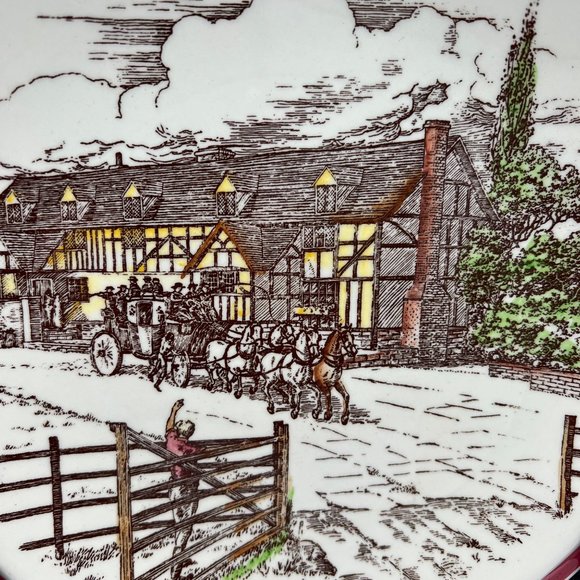 Vernon Kilns Bits of Old England Collectible Plate No 5 Horses & Carriage 8.25" - Picture 2 of 6